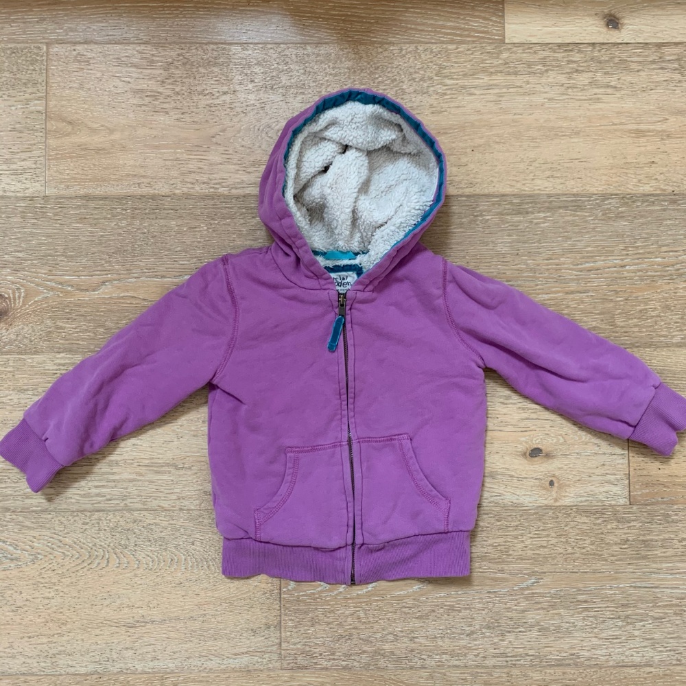 Mini Boden • Purple Sherpa Lined Hoodie 3-4 years